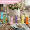 Chunful 6 Pcs Easter Bunny Table Decor Colorful Wood Bunny Signs Rabbit Shaped Tiered Tray Decor for Home Mantel Room Freestanding Tabletop Decorations Spring Party Supplies
