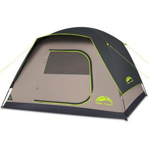 Happy Travel Camping Tent, 4/6 Person Dome Tents for Camping with Rainfly, Waterproof Clip Easy Setup Portable Family Tent with Mesh Windows, 20% More Headroom Backpacking Tents for Camping & Hiking (Black)
