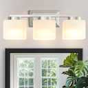 EJIAXIN 3-Light Bathroom Light Fixtures - Brushed Nickel Bathroom Vanity Lights with Glass Shade Modern Bathroom Lighting Fixtures Over Mirror - Wall Sconce Lamps for Bedroom,Living Room,Hallway