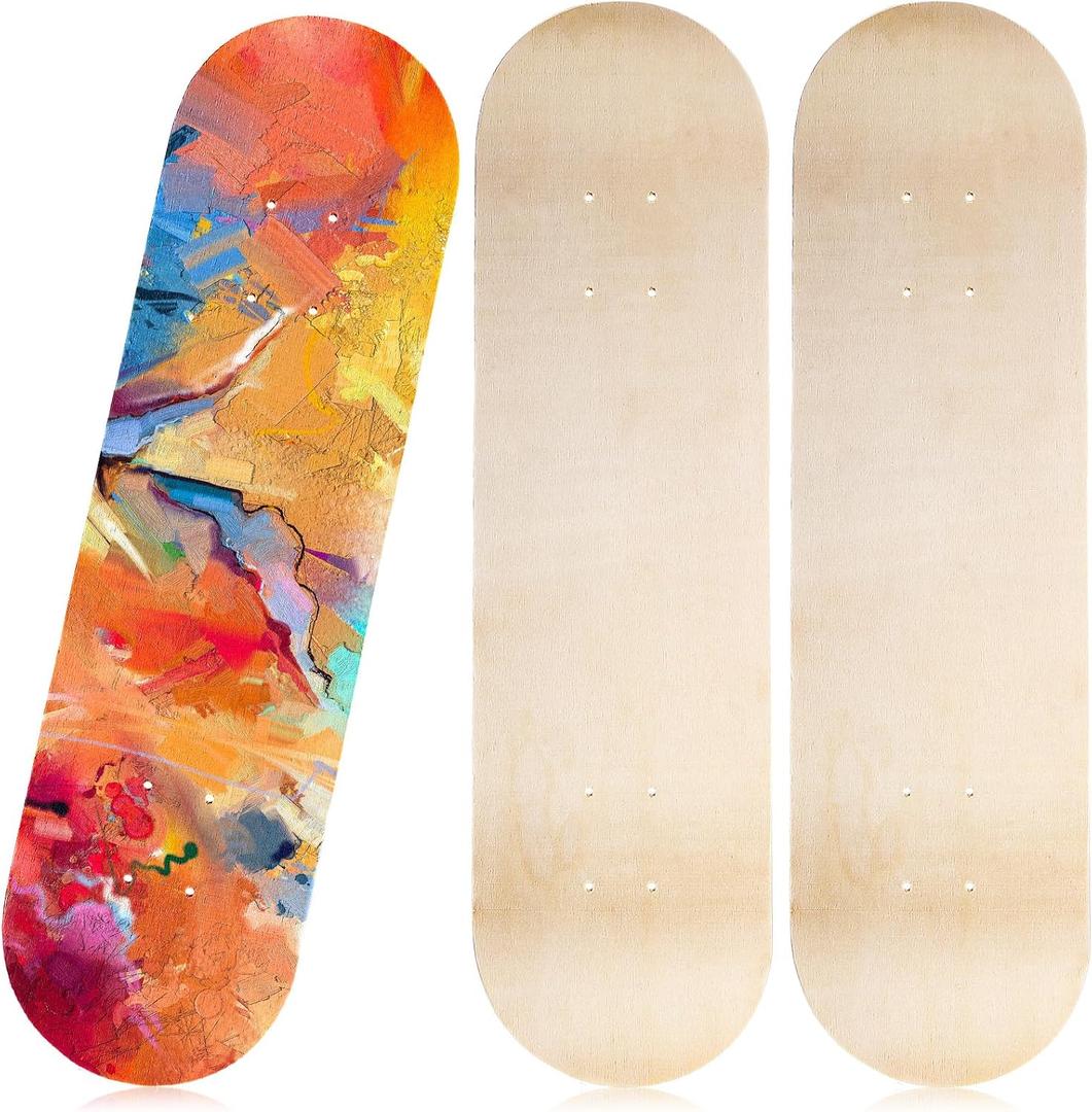 Honoson Blank Skateboard Decks Bulk for Painting 28 x 8 Inch 7-Layer Maple Double Tail Plain Skateboard Decks for Replacement and Art Painting Home Decoration