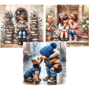 WEMEON 3 Pack Diamond Art Kits for Adults, Girl Diamond Painting Kits, 13.7x13.7inch