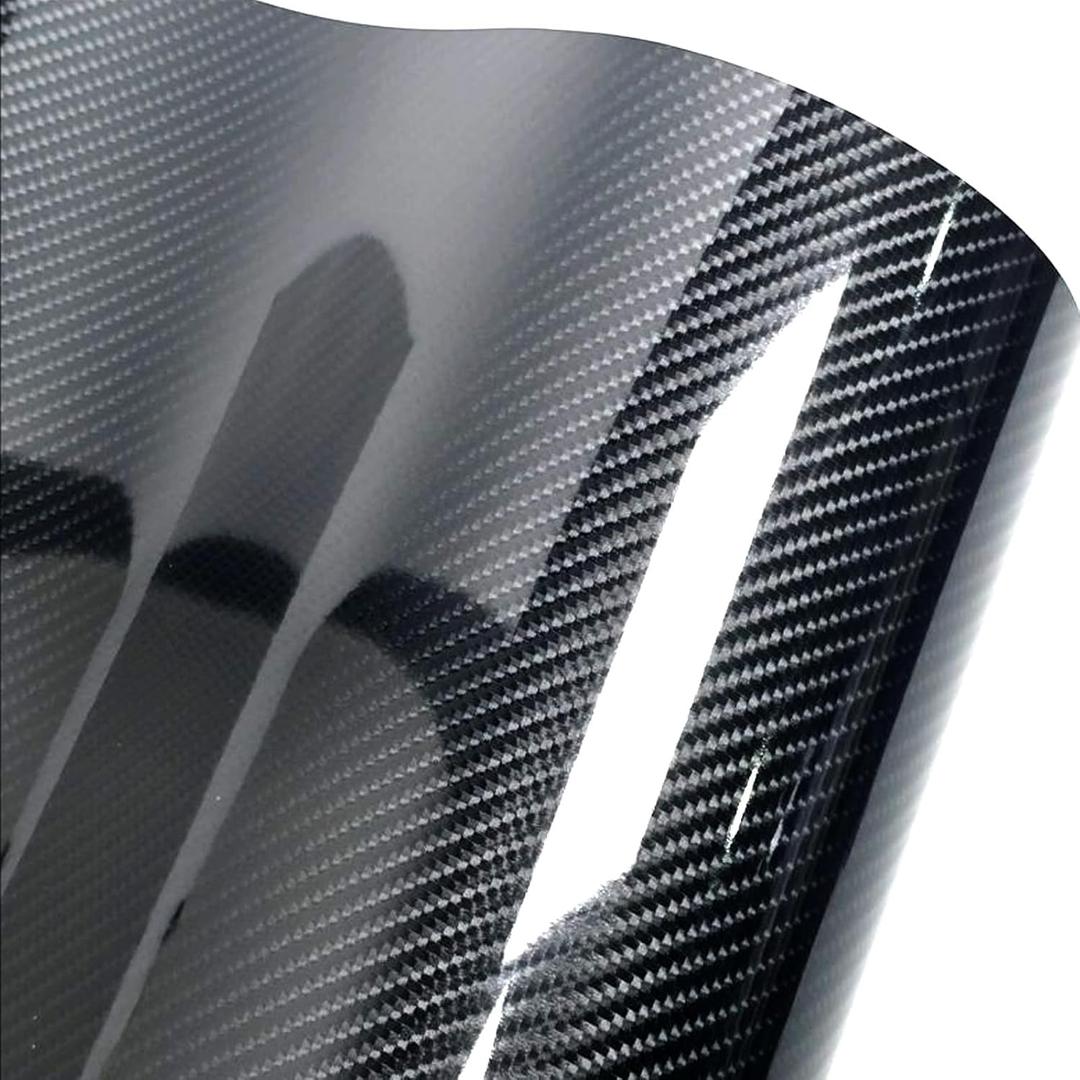 6D Carbon Fiber Vinyl Self Adhesive Film Wrap Roll Bubble Free Air Release Technology DIY Wrap Film for Motor Interior (1ft x 10ft, PVC)