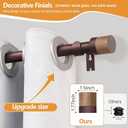 Bronze Curtain Rods for Windows 72 to 144 Inches (6- 12 ft),1 inch Adjustable Window Curtain Rods with Imitation Wood Grain Finials, Heavy Duty Decorative Drapery Rod for Bedroom, Kitchen, and Patio
