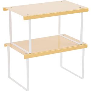 Cabinet Organizer Shelf,2 Pcs Metal Shelves Spice Rack for Kitchen Counter- Pantry Organizers and Storage,Stackable Risers Stand for Bathroom,Cupboard,Desk Organization