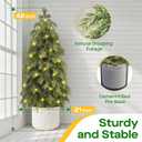 2-Pack 4FT Potted Faux Outdoor Plants UV Resistant, Weatherproof Artificial Cedar Topiary Trees with Windproof Planter, Lighted Fake Trees for Front Porch Outside Home Decor Indoor
