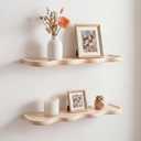 Pinkunn 2 Pcs Natural Wood Floating Shelves for Wall 24 Inch Wooden Wave