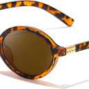 TJUTR Trendy Small Oval Sunglasses for Women Men, Retro Vintage 90s Style Sun Glasses UV Protection Shades