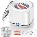 Ultrasonic Retainer Cleaner, 48kHz Retainer Cleaner Machine for Dentures, Mouthguard, Braces, Night Guard, Toothbrush, Jewelry with 7.8OZ Dental Cleaning Pod-Cool White