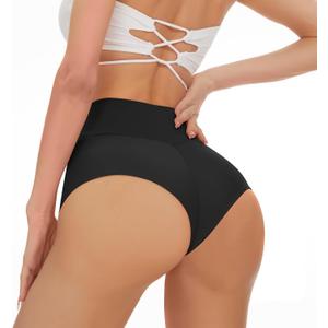 Kepblom Yoga Booty Shorts Women - Spandex Butt Lifting Gym Workout Shorts High Waisted Hot Dance Pants (Black), L