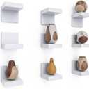 9-Pack Floating Shelves by RicherHouse, Plastic Display Ledges for Tiny Decor, Small Wall Shelf with 2 Types of Installation - White 4 inch D x 3.3 inch W x 3 inch H