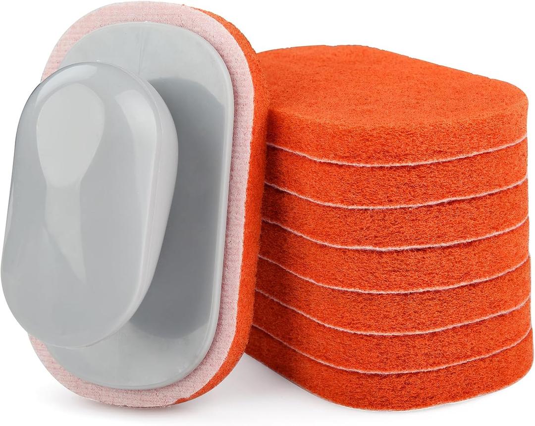 8-Pack Griddle Cleaning Pads with Holder Kit- Premium Grill Scrubbing Stone for Blackstone, Hibachi & Flat Top Grills - Non-Scratch Cleaning Accessories