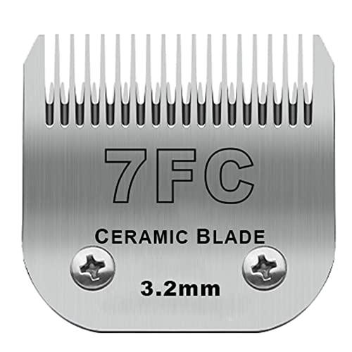 Detachable Pet Dog Clipper Blades, Compatible with Andis Size-7FC Cut Length 1/8"(3.2mm), Most Oster A5, Wahl KM Series Clippers,Made of Ceramic Blade & Stainless Steel Blade