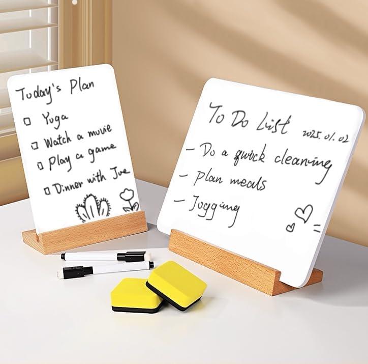 A5 Stand Up Dry Erase Board for Desk with 2 Pens and 1 Wiper, Mini Whiteboard Stand, Desktop Writing Board, Mini Dry Erase Board for Office, Home