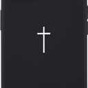 Cross Design Phone Case Cover for iPhone 12 Cross Pattern Case Cover Liquid Silicone Soft Gel Rubber Matt Phone Cover with Microfiber Lining Black
