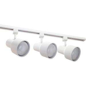 NICOR Lighting 4 Ft. White 3-Light Baffle 75W Track Lighting Kit Complete, H-Type [3-Wire] (10997WHBF)