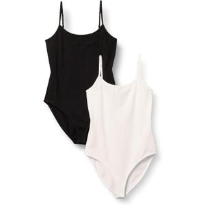 Amazon Essentials Women's Slim-Fit Cami Bodysuit, Pack of 2 Black/White Small