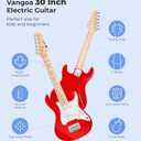 Vangoa 30 Inch Electric Guitar, Small Electric Guitar Starter Kit for Beginners with Digital Tuner, Capo, Strap, Strings, Cable, Picks, Wrenches Musical Electric Guitar Suitable for All Ages - Red