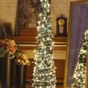 NIGHTGRING PopUp Artificial Christmas Tree with 100LED Lights,Collapsible Pencil Christmas Trees for Holiday Carnival Party Christmas Decorations (Green)