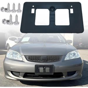 FASTCHE Front Bumper License Tag Plate Frame Bracket Holder Compatible with 2004 2005 Honda Civic Front Primed Coupe/Sedan Replace # 71145S5AA40 HO1068108