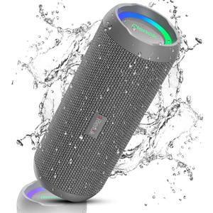 RIENOK Portable Bluetooth Speaker 30W Dual Pairing True Wireless Stereo HD Sound IPX7 Waterproof Outdoor Sport Shower Wireless Speaker Bluetooth 5.3 for Home Party (Gray)