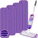 Reusable Mop Refills Pads for Swiffer PowerMop, 4 Pack Power Mop Refill Pads Microfiber PowerMop Pads Washable 15 Wet Pads Mopping Cloths for Multi-Surface & All Types of Floors, Purple