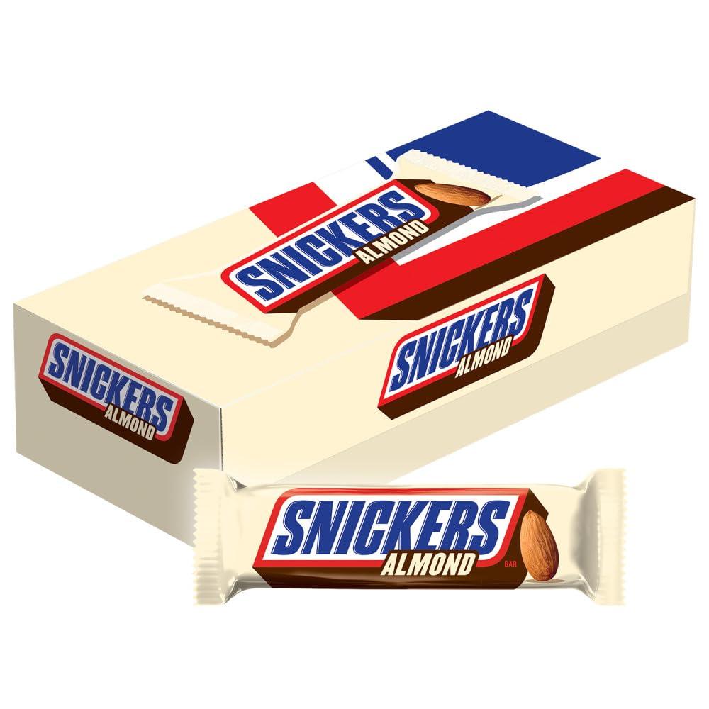 SNICKERS Candy Almond Milk Chocolate Bars Bulk Pack, 1.76 oz Bars (Pack of 24) (EXP 12/31/26)