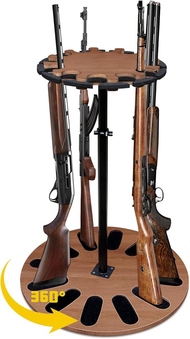 Montex Indoor Gun Racks,360 Degree Spinning Indoor Gun Rack for Rifles & Shotguns,Gun Holder up to 12 Guns,Floor Gun Rack Stand,Adjustable Height Rotating Gun Rack