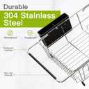 JASIWAY Dish Drying Rack in Sink, Expandable Stainless Steel Dish Drainers for Kitchen Counter, Dish Dryer Rack for Inside Sink, Over The Sink Dish Racks with Utensil Holder, Silver