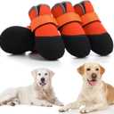 Dog Shoes, Outdoor Dog Boots Non-Slip Waterproof Dog Booties for Medium to Large Dogs 4Pcs for Winter Snowy Day, Summer Hot Pavement with Rugged Sole Orange (Size 7:3.1''x2.7'')(L*W) for 66-90 lbs)