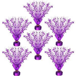 Crowye 6 Pcs Metallic Foil Spray Centerpiece Christmas Party Star Fall Table Decoration Table Decor for Birthday Party Season Holiday(Purple,Small Star)