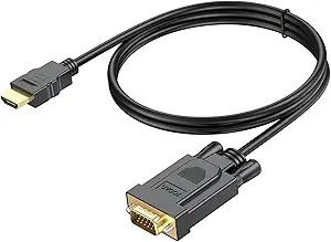 HDMI to VGA Cable 3FT, Computer HDMI to VGA Monitor Cord (Male to Male) Compatible for Raspberry Pi, Roku, Computer, Desktop, Laptop, PC, Monitor, Projector, HDTV and More-NOT Bidirectional