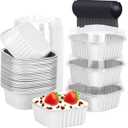 LNYZQUS 5oz Mini Cake Tins With Lids 40 Pack, Aluminum Foil Muffin Pans Cupcake Cups,Small Disposable Ramekins Brownie Baking Pans Cupcake Containers Holders For Wedding Party-White