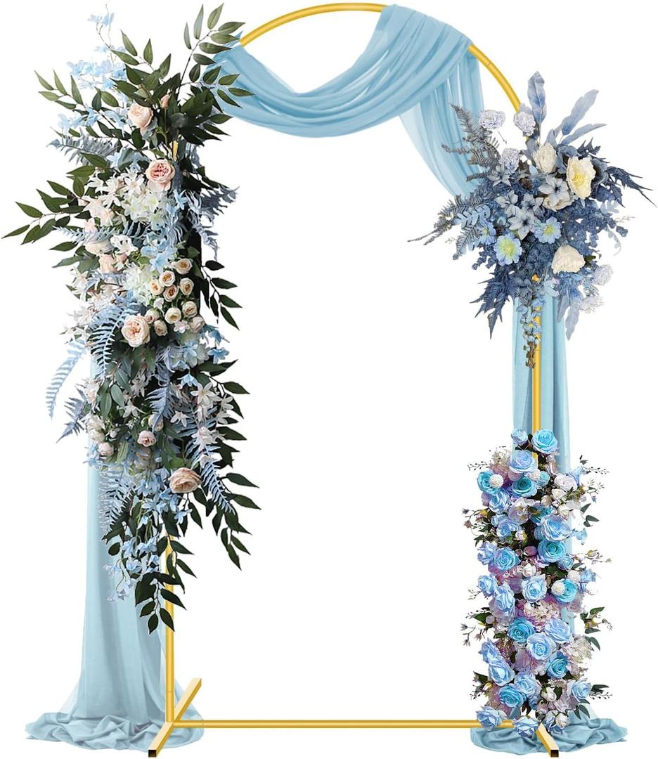 7.2FT Arch Backdrop Stand, Metal Balloon Arch Stand, Gold Wedding Arch Frame, Heavy Duty Portable & Tool-Free Assembly for Parties, Garden, Birthday, Baby Shower