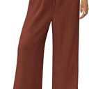 PRETTYGARDEN Summer Wide Leg Linen Pants Women with Pockets High Waist Drawstring Loose Casual Palazzo Lounge Pants Women L