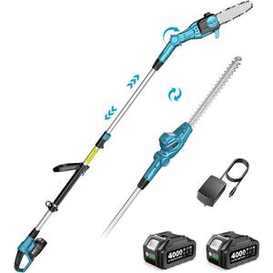 SEESII 2-in-1 Cordless Pole Saw 8-Inch & 16-inch Hedge Trimmer Combo