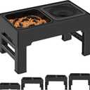 2-in-1 Elevated Slow Feeder Dog Bowls, 4 Height Adjustable Raised Dog Bowls Stand with No Spill Water Bowl, Non-Skid Pet Food Feeding Set for Small, Medium, Large Dogs Cats