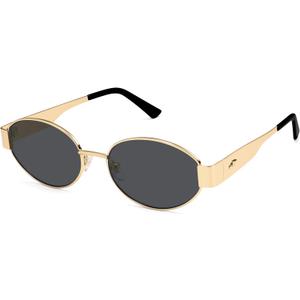 SOJOS Retro Oval Sunglasses for Women Trendy Classic Shades UV400 Protection (Gold/Grey Lens)