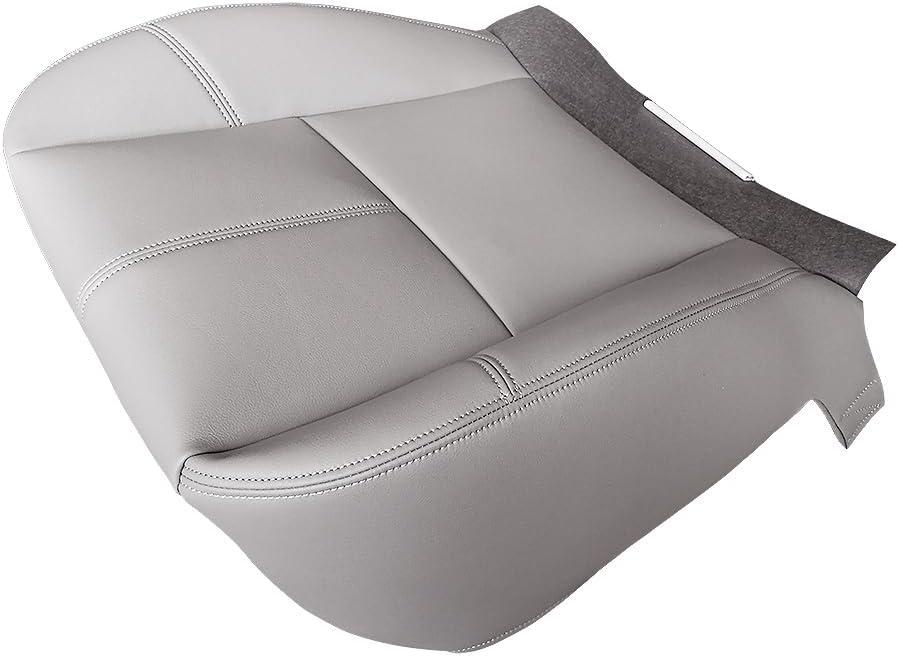 Driver or Passenger Side Bottom Seat Cover #833 Gray Leather Replacement Fit for Chevy Avalanche Silverado Suburban Tahoe for GMC Sierra Yukon 2007-2014