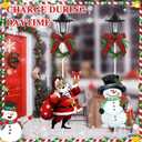 Tuanse 2 Pack Solar Christmas Outdoor Decoration 52 Inch Solar Xmas Snowman & Santa Pathway Lights Metal Garden Stakes with LED Lantern Xmas Yard Signs for Holiday Winter Walkway Patio Decor