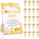 Unittype 51 Pcs Don't Say Baby Shower Game Favors Include Bee Theme Baby Shower Sign and 50 Mini Bee Clothespins for Boys Girls Gender Reveal Party Supplies