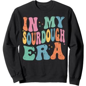 In My Sourdough Era Bread Baking Sourdough Retro Groovy Sweatshirt (Small, Black)