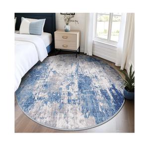 Washable Area Rugs 3ft Non-Slip Modern Abstract Soft for Living Room Entryway Bedroom Nursery, Print Pattern, Blue Grey Navy Gray