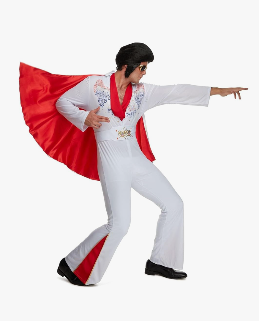 Morph Vegas Rockstar Costume Adult Men Disco Jumpsuit 70s Halloween Outfit for Men Party Wear, Large