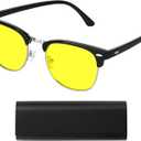 AMBEYE TR90 Frame Night Driving Glasses with Yellow Lens for Drivers, Cycling & Outdoor Activities, Men & Women(Black Silvery)