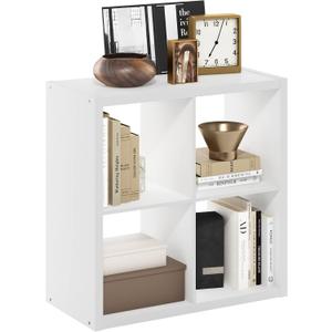 Furinno Cubicle Open Back Decorative Cube Storage Organizer, 4-Cube, White, 4-cube,1.2in