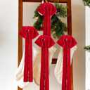 Daifunli 8 Pcs Extra Large Valentines Day Velvet Bows, 17.7 x 8.7 Vintage Raw Edge Ribbon Swag Bows for Romantic Home Decor, Door Wall Mantel Hanging Decorations(Red,8.7 x 17.7 x 3 in)