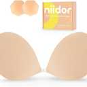 Niidor Adhesive Bra Strapless Ultra Sticky Invisible Push up Silicone Bra Multiple Colors Sizes Reusable for Backless Dress (Nude)