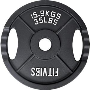 Signature Fitness Cast Iron Plate Weight Plate for Strength Training and Weightlifting, Standard or Olympic, Multiple Sizes (1-Inch Center (Standard))