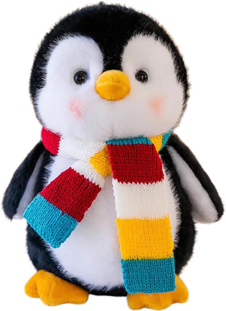 Penguin Plush Toy 9.8 inch Scarf Penguin Plush Animal A Gift for Children and Friends on Baby's Day, Valentine's Day, and Christmas.