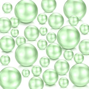 Jadive 200 Pieces Pearl Beads for Vase Filler Centerpieces, No Holes Pearl Makeup Beads for Wedding Holiday Party Home Brushes Holder Decor, 10/14/20/30 mm(Sage Green)